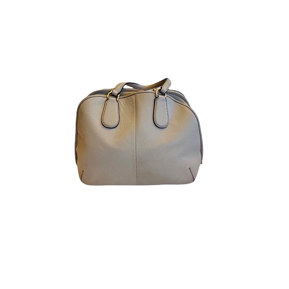 Coach Beige Crossgrain Leather Street Prince Satchel Top Handles 14 in X 11 in - Picture 2 of 14